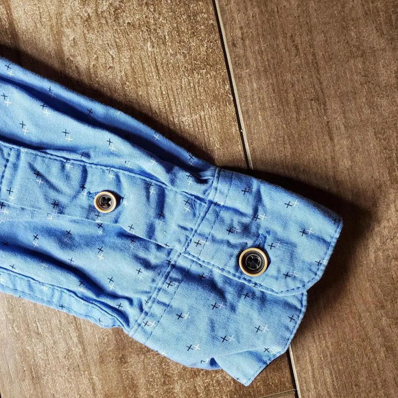 LEVEL TEN AUTHENTIC Blue Cotton Button Down Dress Shirt Boys Size Small (8) EUC - Picture 12 of 15